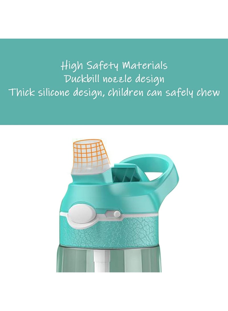 VUCATIN Kids Water Bottle Cute Toddler Cup with Straw Spill Leakproof Durable Plastic Drinking Bottle Kindergarten Primary School Students Summer Portable Straw Cup 480ML with 4 Cute Stickers - Image 3