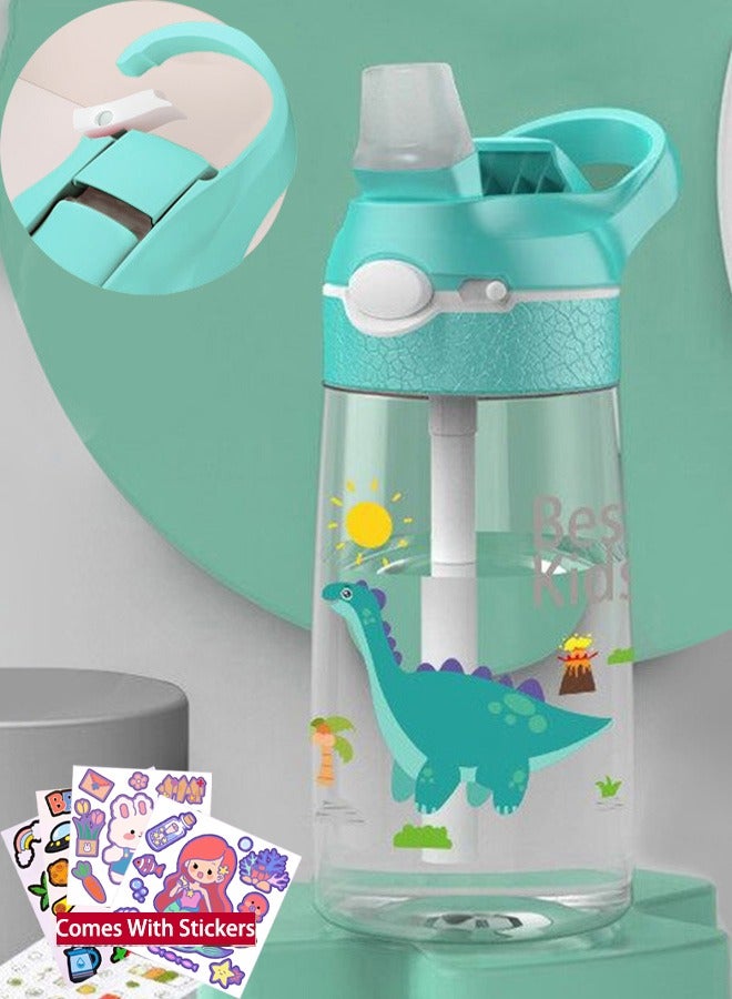 VUCATIN Kids Water Bottle Cute Toddler Cup with Straw Spill Leakproof Durable Plastic Drinking Bottle Kindergarten Primary School Students Summer Portable Straw Cup 480ML with 4 Cute Stickers - Image 1