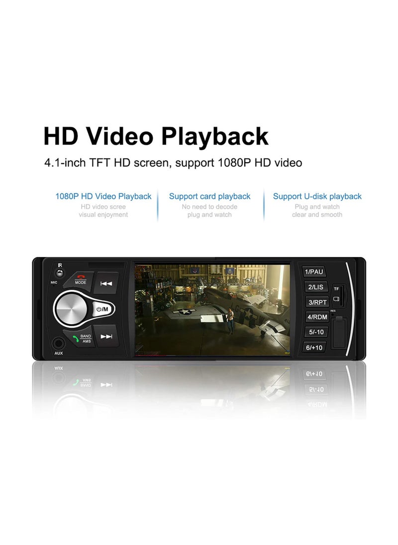 Generic - Single Din Car Stereo with Bluetooth Radio 4.1 Inch Touch Screen mp3 mp4 mp5 Player Aux TF Card U Disk Hands Free Calling - Image 1