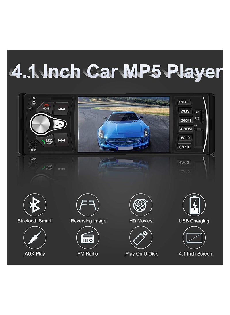 Generic - Single Din Car Stereo with Bluetooth Radio 4.1 Inch Touch Screen mp3 mp4 mp5 Player Aux TF Card U Disk Hands Free Calling - Image 1