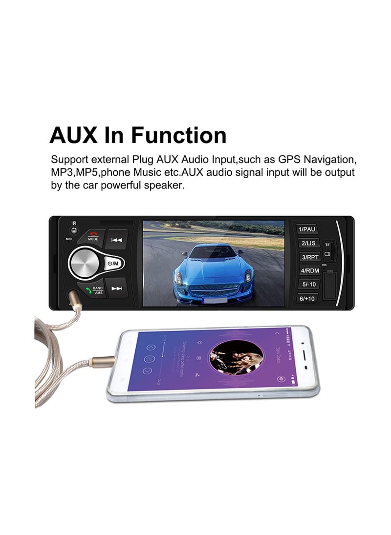 Generic - Single Din Car Stereo with Bluetooth Radio 4.1 Inch Touch Screen mp3 mp4 mp5 Player Aux TF Card U Disk Hands Free Calling - Image 1