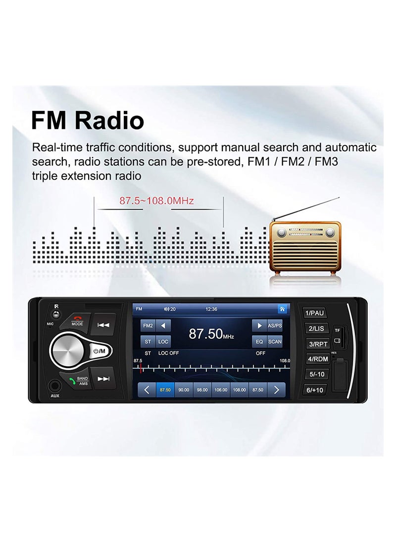 Generic - Single Din Car Stereo with Bluetooth Radio 4.1 Inch Touch Screen mp3 mp4 mp5 Player Aux TF Card U Disk Hands Free Calling - Image 1