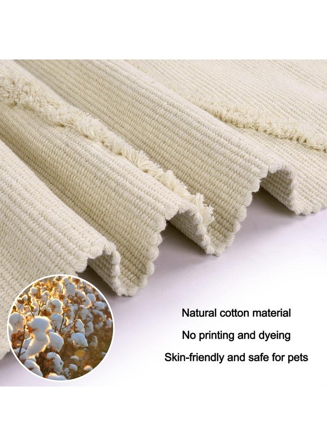 Ojia OJIA Boho Living Room Rug 5'x8', Large Washable Rugs Soft Tufted Bedroom Nursery Rug, Cotton Woven Beige Area Rugs Floor Carpet for Dorm/Kids Room/Dining Room/Office  - Image 4