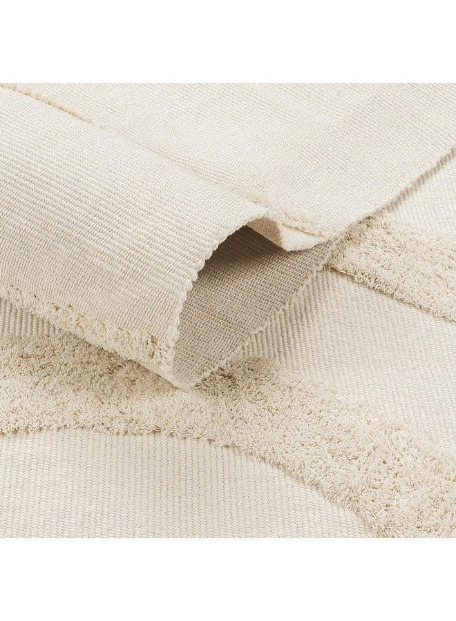 Ojia OJIA Boho Living Room Rug 5'x8', Large Washable Rugs Soft Tufted Bedroom Nursery Rug, Cotton Woven Beige Area Rugs Floor Carpet for Dorm/Kids Room/Dining Room/Office  - Image 3