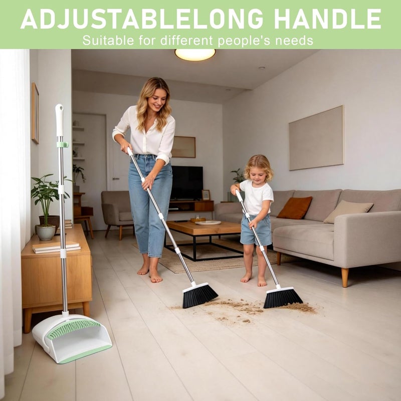 BSKLIN Broom with Dustpan Combo Set for Home 54-in Long Adjustable Handle Angle Broom and Dustpan Set with Dustpan Comb Teeth for Sweeping Pet Hair Food Dirt Kitchen - Image 3