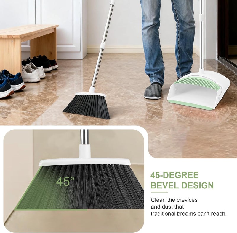 BSKLIN Broom with Dustpan Combo Set for Home 54-in Long Adjustable Handle Angle Broom and Dustpan Set with Dustpan Comb Teeth for Sweeping Pet Hair Food Dirt Kitchen - Image 5