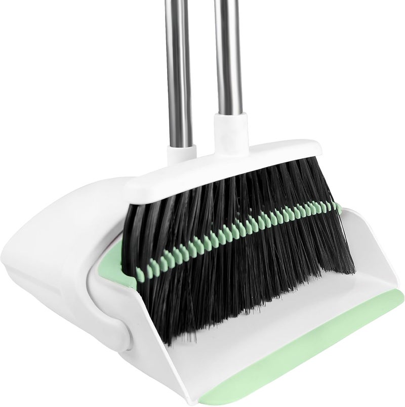 BSKLIN Broom with Dustpan Combo Set for Home 54-in Long Adjustable Handle Angle Broom and Dustpan Set with Dustpan Comb Teeth for Sweeping Pet Hair Food Dirt Kitchen - Image 1
