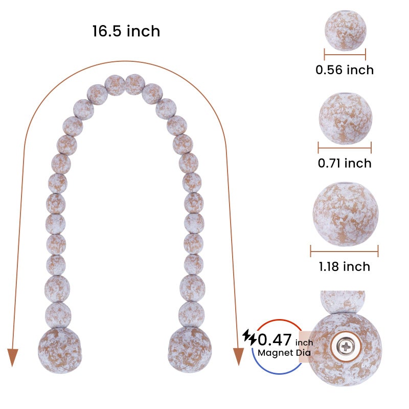 KLOGTSIND Magnetic Curtain Tiebacks, Curtain Tie Backs for Curtains 2 Pack, Wood Bead Curtain Tiebacks, Curtain Holders for Boho Bedroom Decor, Baby Nursery Decor, Farmhouse Decor - Image 3