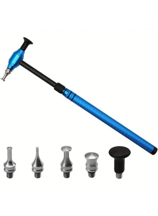 6pcs Car Dent Repair Hammer Kit With 5 Knock Heads Telescopic Aluminum Alloy Paint Free Dent Removal Tool Set - Image 1