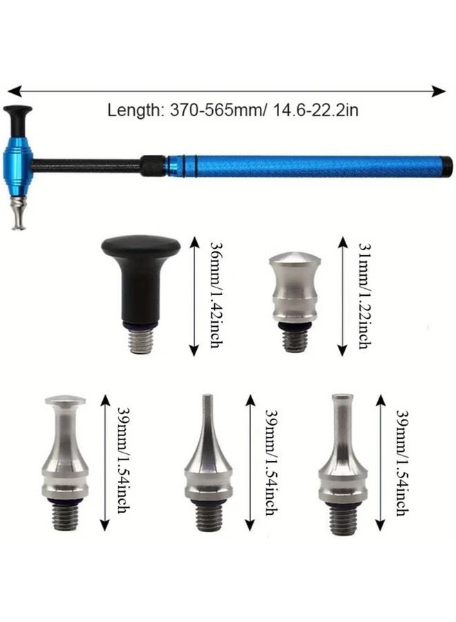 6pcs Car Dent Repair Hammer Kit With 5 Knock Heads Telescopic Aluminum Alloy Paint Free Dent Removal Tool Set - Image 2