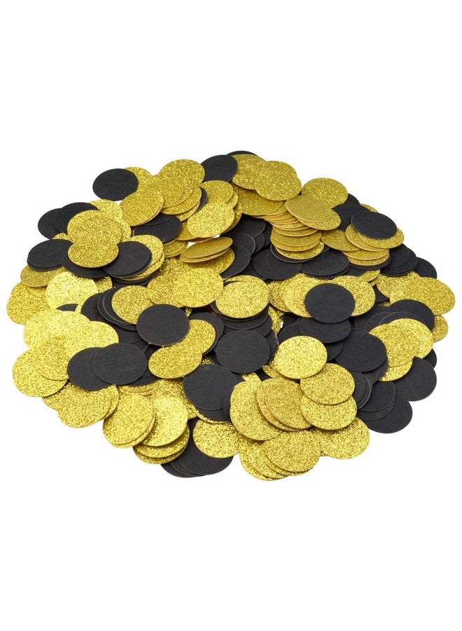 Nydotd 400pcs Glitter Paper Confetti Circles Dots Paper Party Favors Gold Black Confetti Dots Sprinkling Paper Circle Dots for Graduation Party Decorations Wedding Birthday Table Decor 1 inch - Image 1