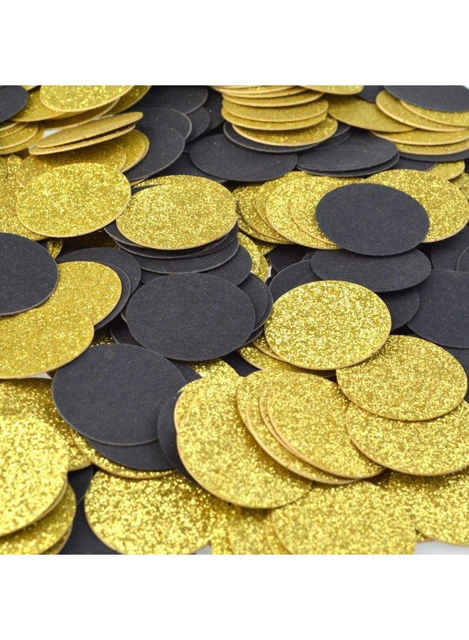 Nydotd 400pcs Glitter Paper Confetti Circles Dots Paper Party Favors Gold Black Confetti Dots Sprinkling Paper Circle Dots for Graduation Party Decorations Wedding Birthday Table Decor 1 inch - Image 4
