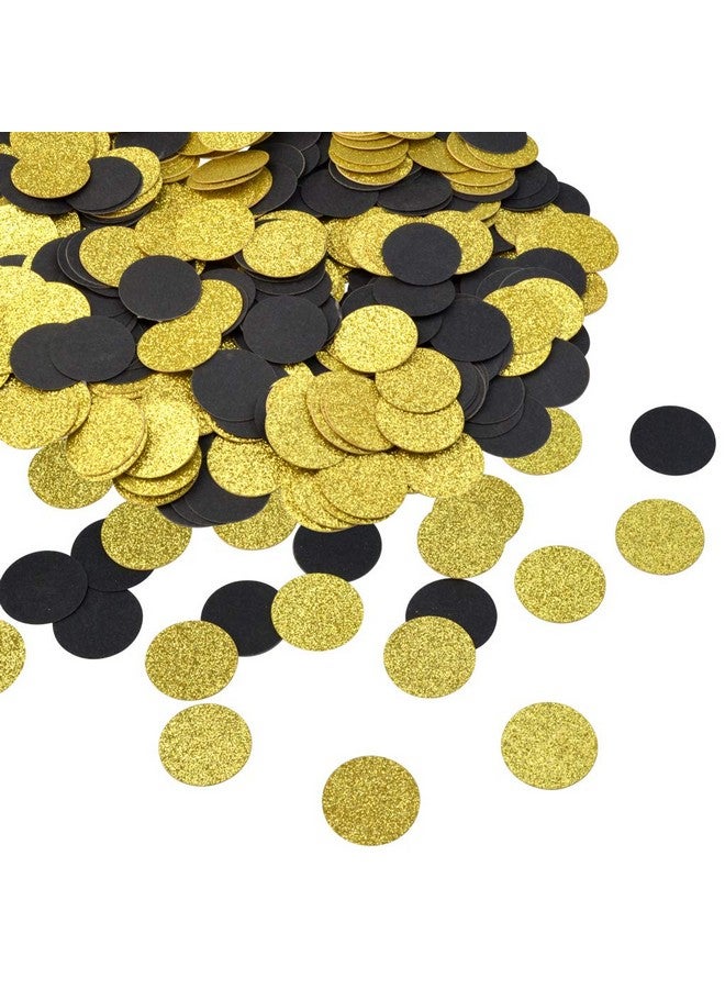Nydotd 400pcs Glitter Paper Confetti Circles Dots Paper Party Favors Gold Black Confetti Dots Sprinkling Paper Circle Dots for Graduation Party Decorations Wedding Birthday Table Decor 1 inch - Image 3
