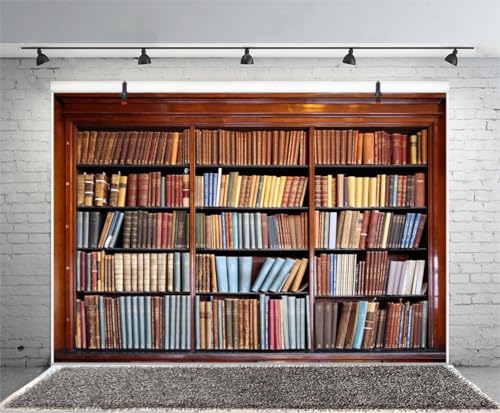 Yeele 10x8ft Vintage Bookshelf Backdrop Retro Bookstack Photography Background Classic Books Library Photography Background Students Kid Adult Artistic Portrait Photo Booth Shooting Studio Props - Image 4