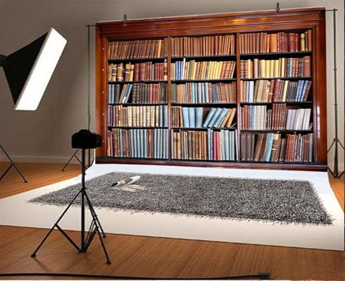 Yeele 10x8ft Vintage Bookshelf Backdrop Retro Bookstack Photography Background Classic Books Library Photography Background Students Kid Adult Artistic Portrait Photo Booth Shooting Studio Props - Image 3