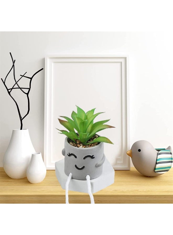 fantasize Artificial Potted Plant Fake Plant Cute Hanging Leg Emotional Cement Potted Mini Plants in Ceramic Pots Decor for Desk Shelf Bedroom Living Room and Office Decoration - Image 2
