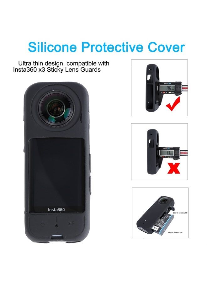 PELLKING Camera Protective Accessories Kit for Insta360 X3, Inst 360 X3 Bundle Include Lens Guard/Silicone Protective Cover/Screen Protectors/Camera Case - Image 3