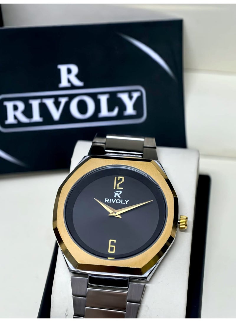 ريفولي ساعة يد للرجال من الستانلس ستيل بعرض انالوج وحركة كوارتز ، سهلة القراءة بتصميم عصري مقاوم للماء، ساعة يد كلاسيكية فاخرة . - Image 2