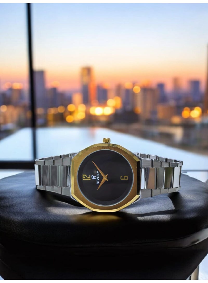 ريفولي ساعة يد للرجال من الستانلس ستيل بعرض انالوج وحركة كوارتز ، سهلة القراءة بتصميم عصري مقاوم للماء، ساعة يد كلاسيكية فاخرة . - Image 3