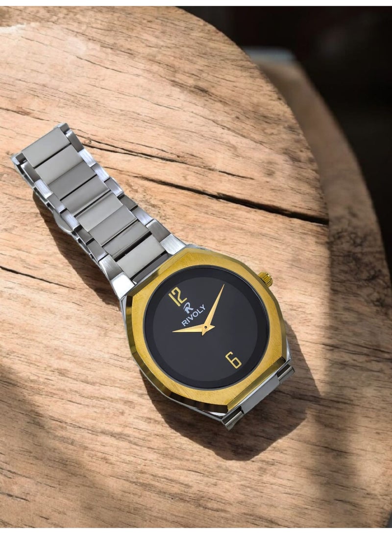 ريفولي ساعة يد للرجال من الستانلس ستيل بعرض انالوج وحركة كوارتز ، سهلة القراءة بتصميم عصري مقاوم للماء، ساعة يد كلاسيكية فاخرة . - Image 4