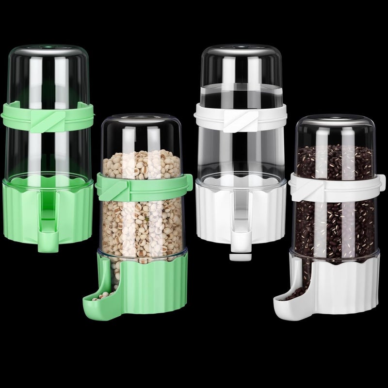 Weewooday 4 Pieces Automatic Bird Feeder Cage Water Dispenser Bird Water Feeder Hamster Cage Waterer Accessory Drinker Bottle for Hamster Parrot (Cute Style,Green, White,245 ml) - Image 1