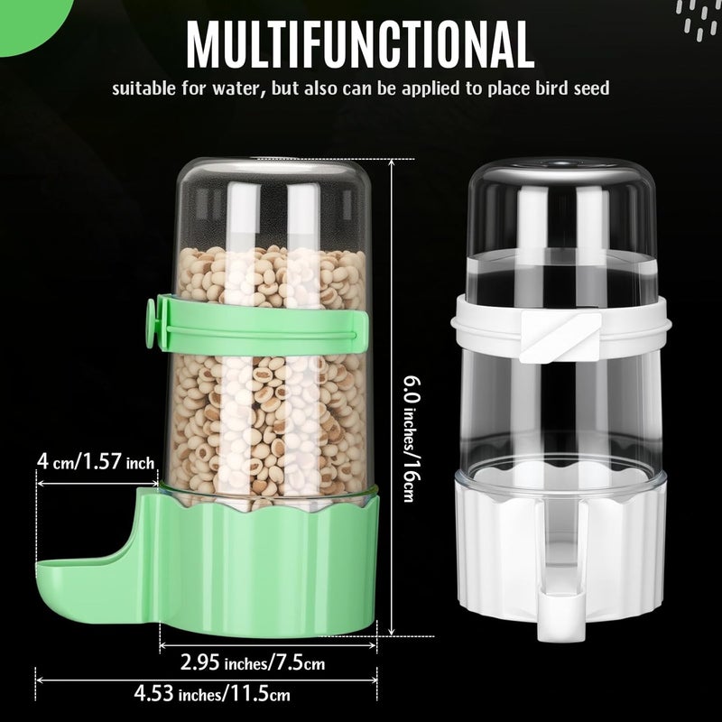 Weewooday 4 Pieces Automatic Bird Feeder Cage Water Dispenser Bird Water Feeder Hamster Cage Waterer Accessory Drinker Bottle for Hamster Parrot (Cute Style,Green, White,245 ml) - Image 2