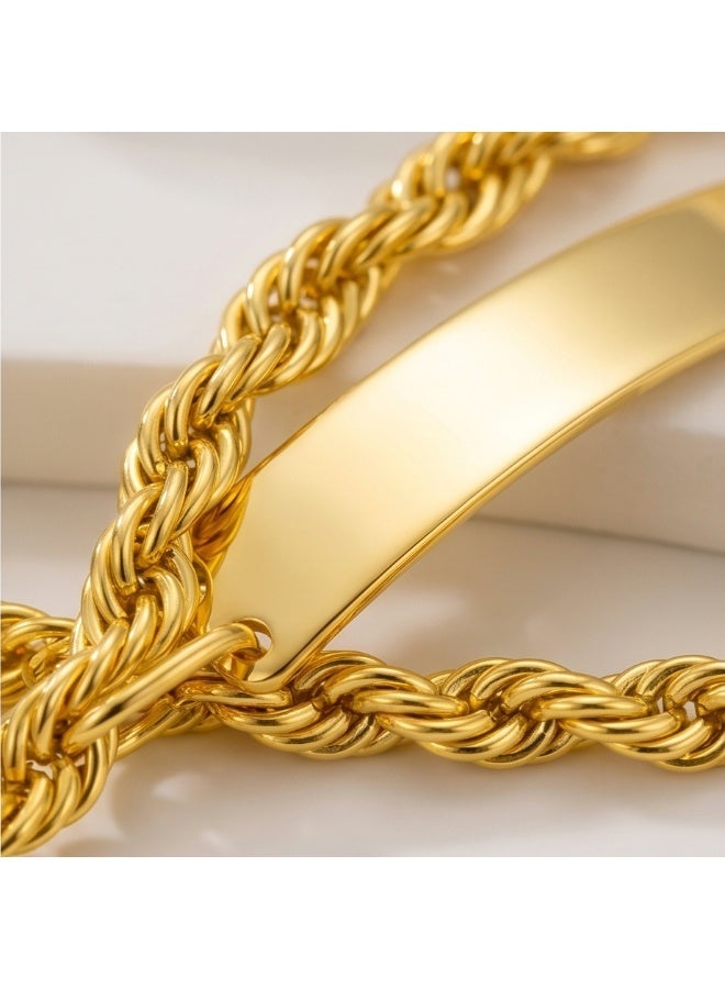 BAFLEH JEWELLERY Elegant Yellow Gold Engravable Nameplate Baby Bracelet by Bafleh Jewellery - Image 4