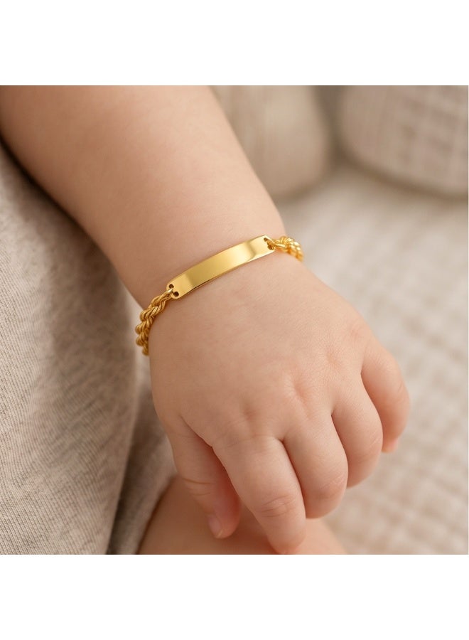 BAFLEH JEWELLERY Elegant Yellow Gold Engravable Nameplate Baby Bracelet by Bafleh Jewellery - Image 3