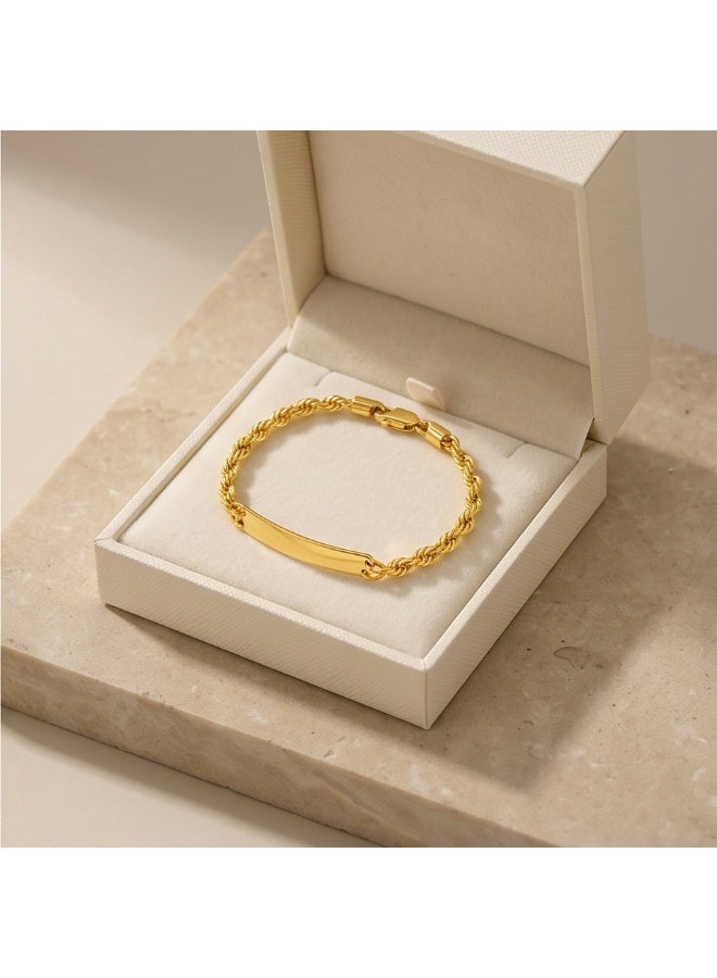 BAFLEH JEWELLERY Elegant Yellow Gold Engravable Nameplate Baby Bracelet by Bafleh Jewellery - Image 2
