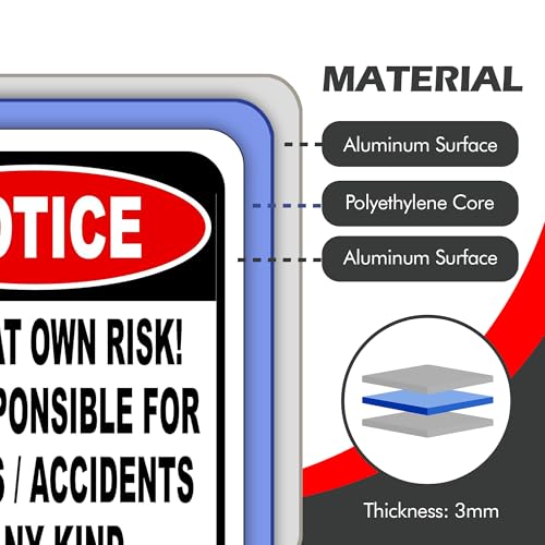Work House Signs Notice Enter at Own Risk Not Responsible for Injuries or Accidents of Any Kind - 8.5"x10" Aluminum Composite Outdoor Sign - Durable Panel - Warning for Indoor, Home, Office, Private Property, or Work - Image 2