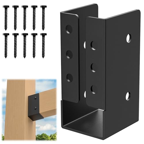 FMhotu Concealed Joist Hanger (6 Pack), 2"x4" Outdoor Concealed-Flange Joist Bracket with Screws, Q235B Steel Powder Coated Concealed Mount Light Joist Hangers for 2"x4" Beam, Swing, Handrail, Fence - Image 1