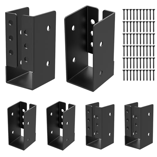 FMhotu Concealed Joist Hanger (6 Pack), 2"x4" Outdoor Concealed-Flange Joist Bracket with Screws, Q235B Steel Powder Coated Concealed Mount Light Joist Hangers for 2"x4" Beam, Swing, Handrail, Fence - Image 2