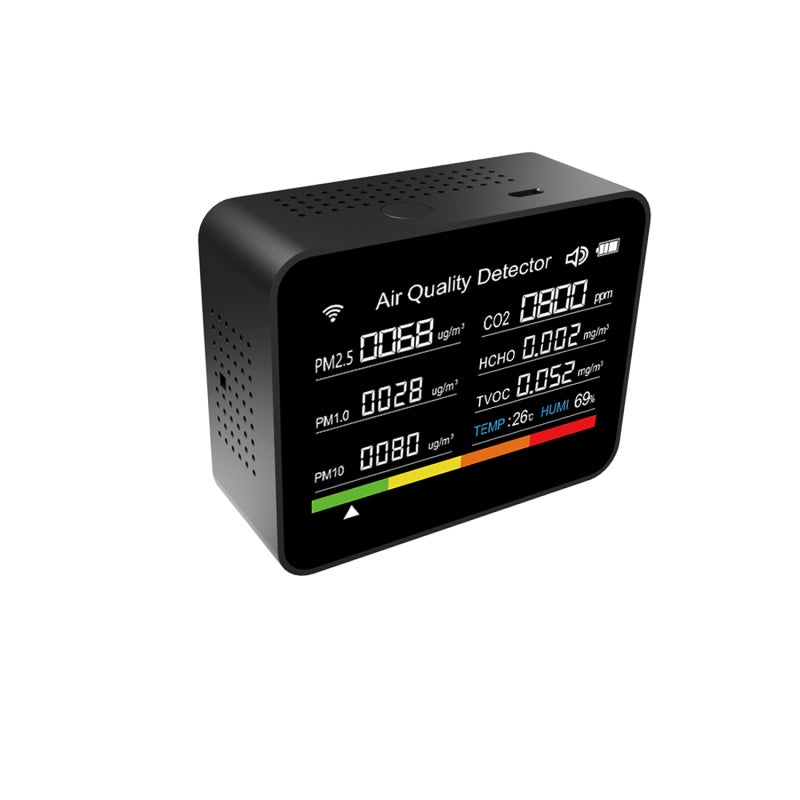 Air Quality Monitor: 13-In-1 Multifunctional Black Device - Tuya App Control Clear 2.8" Color Display With Alarm Function Portable CO2 Detector for Home Office School Warehouse Agricultural Planting - Image 2