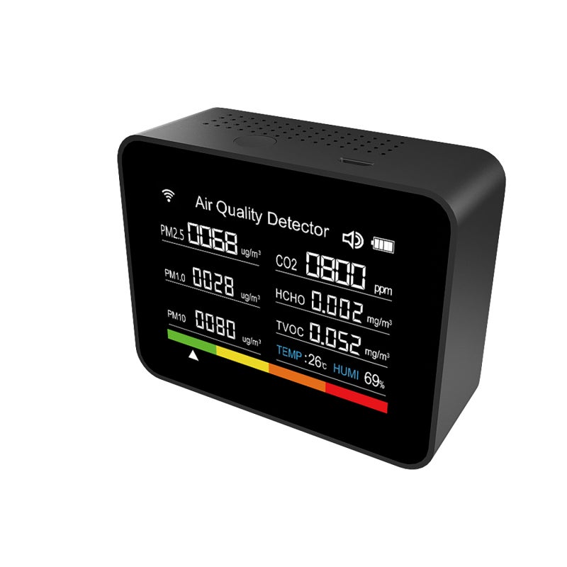 Air Quality Monitor: 13-In-1 Multifunctional Black Device - Tuya App Control Clear 2.8" Color Display With Alarm Function Portable CO2 Detector for Home Office School Warehouse Agricultural Planting - Image 1