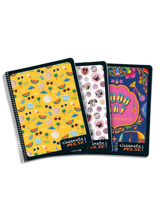 classmate Classmate Pulse Notebook - 240 X 180, 300 Pages, Single Line, Wiro Binding, Pack Of 3  - Image 1