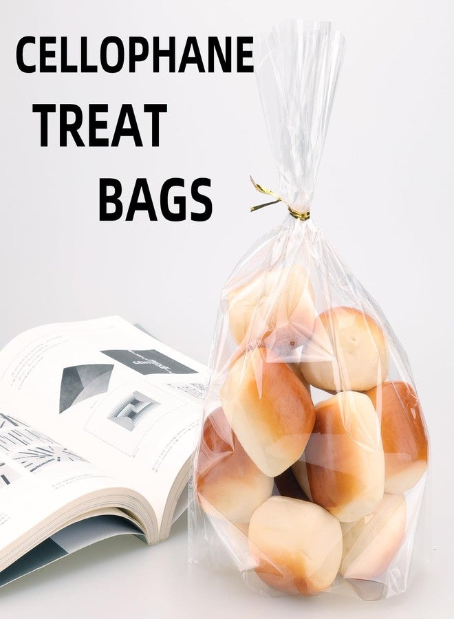Mersenty 8"x 11",100Pcs Bottom Gusset Bags, Clear Cello Cellophane Plastic Treat Goodie Bags with 100x Twist Ties, Gift for Packaging, Party Favor Cookie, Candy Bakery - Image 5