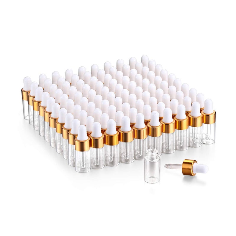 USRommaner 100,3ml Clear Glass Dropper Bottle,Mini Glass Eye Dropper Vials With Pipette For Essential Oils Empty Dropper With Pipette Sample Test Tubes Travel Perfume Liquid Container - Image 1