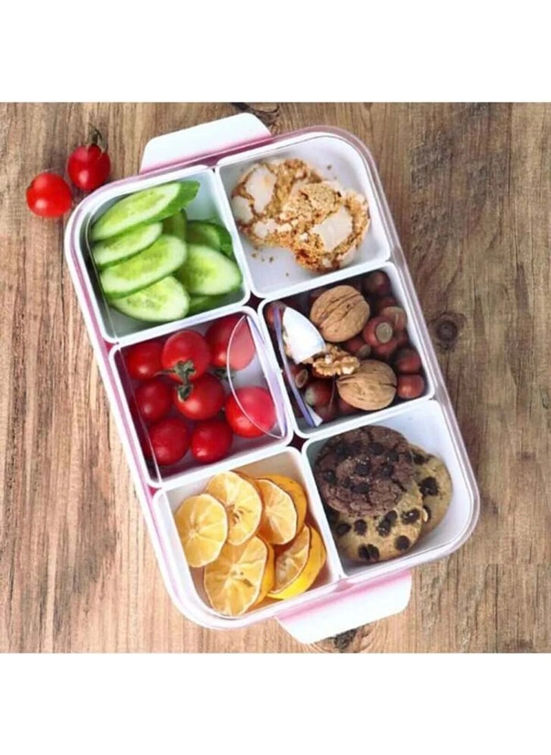 PLASTART وعاء إفطار ملون مزدوج مستطيل 6 مقصورات  - Image 3