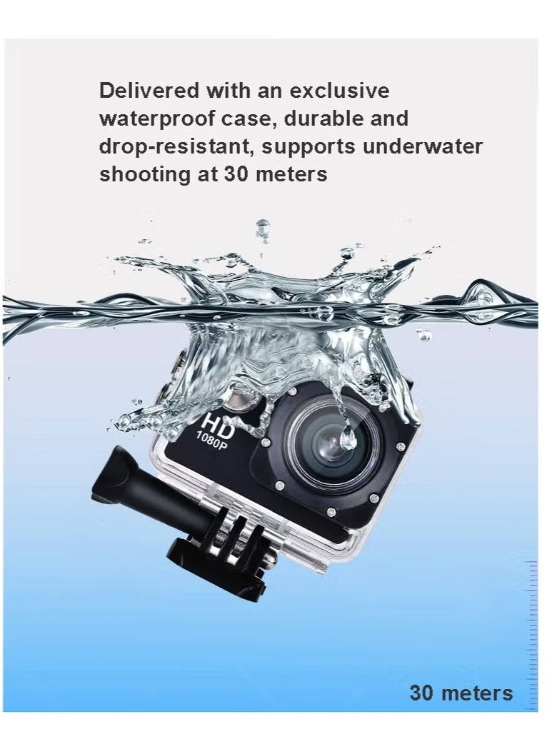 Action Camera, Sports Camera, Full HD 2.0 Inch Action Cam 30m/98ft Underwater Waterproof Snorkel surf Camera, 1080P Action Cameras  with Waterproof Case – No Zoom, No Memory Card