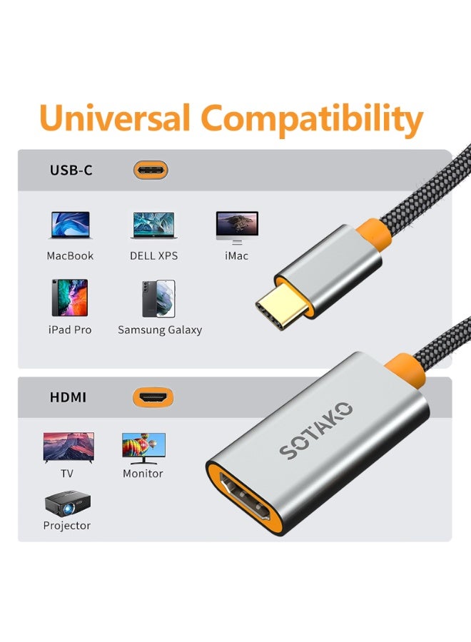 SOTAKO USB C to HDMI Adapter – 4K UHD (3840x2160 @30Hz) Display Converter, USB 3.2 Gen2 High-Speed, Compact Type-C to HDMI (Female) Adapter – Aluminum Alloy, Plug & Play for MacBook, Windows, and More - Image 3