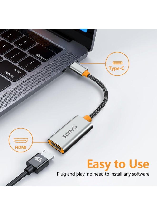 SOTAKO USB C to HDMI Adapter – 4K UHD (3840x2160 @30Hz) Display Converter, USB 3.2 Gen2 High-Speed, Compact Type-C to HDMI (Female) Adapter – Aluminum Alloy, Plug & Play for MacBook, Windows, and More - Image 4