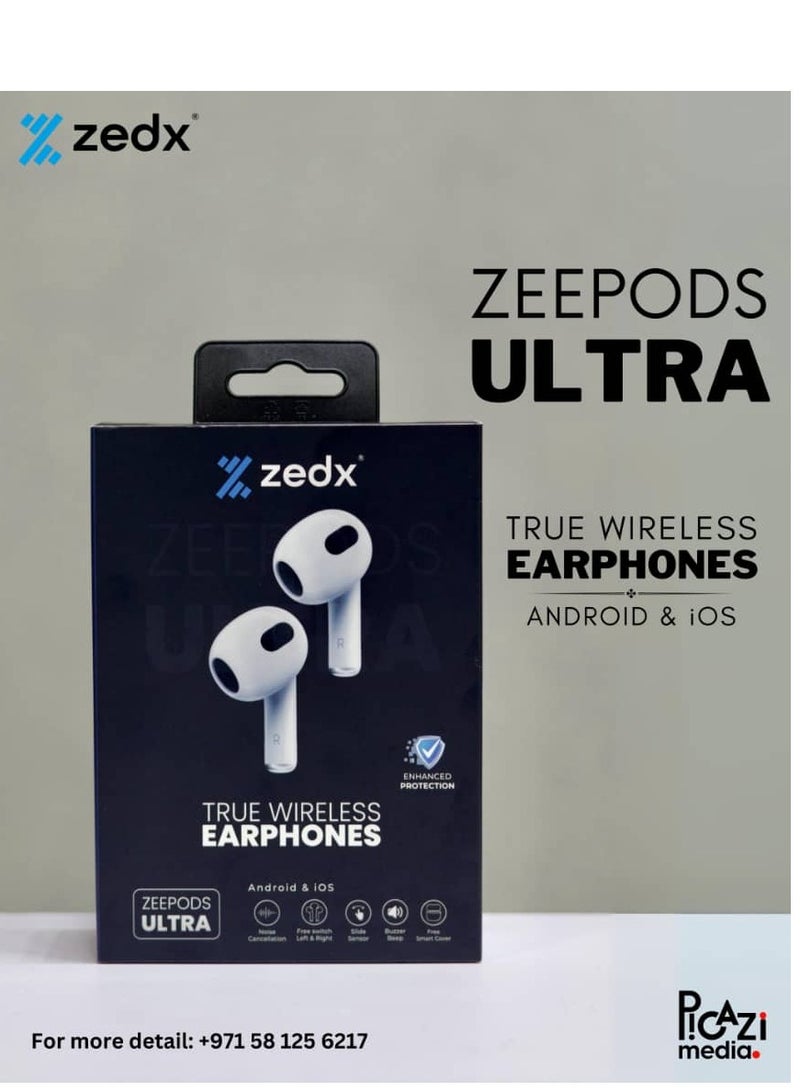 ZEDX ZeePods ULTRA- True Wireless Stereo (TWS) – charging case holds 300 mAh