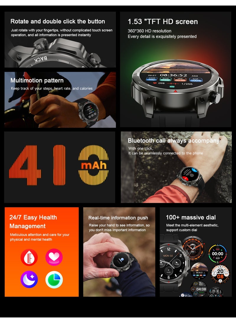 RollsTimi  Smart Call Sports Watch ‌153" HD Screen Multi - Dimensional Health Monitoring  IP67 Waterproof  410mAh Battery - Image 2