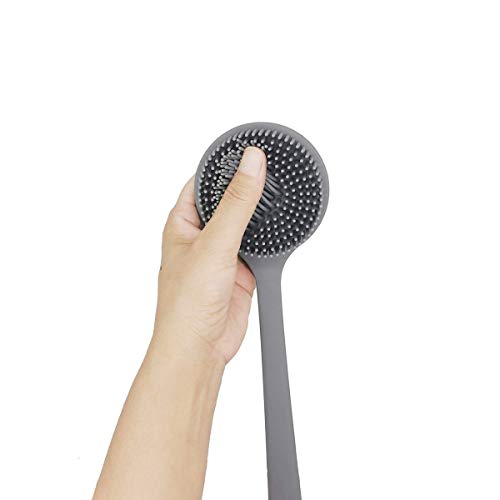 NILKANTH® Silicone Back Scrubber for Shower Bath Body Brush with Long Handle, BPA-Free, Hypoallergenic, Eco-Friendly (GrEy) - Image 5