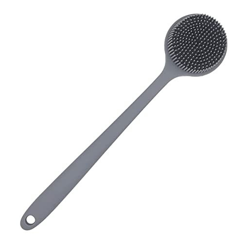 NILKANTH® Silicone Back Scrubber for Shower Bath Body Brush with Long Handle, BPA-Free, Hypoallergenic, Eco-Friendly (GrEy) - Image 1