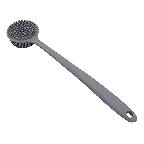 NILKANTH® Silicone Back Scrubber for Shower Bath Body Brush with Long Handle, BPA-Free, Hypoallergenic, Eco-Friendly (GrEy) - Image 3