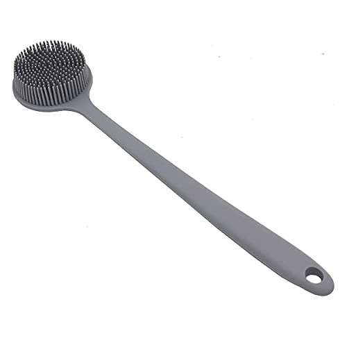 NILKANTH® Silicone Back Scrubber for Shower Bath Body Brush with Long Handle, BPA-Free, Hypoallergenic, Eco-Friendly (GrEy) - Image 4