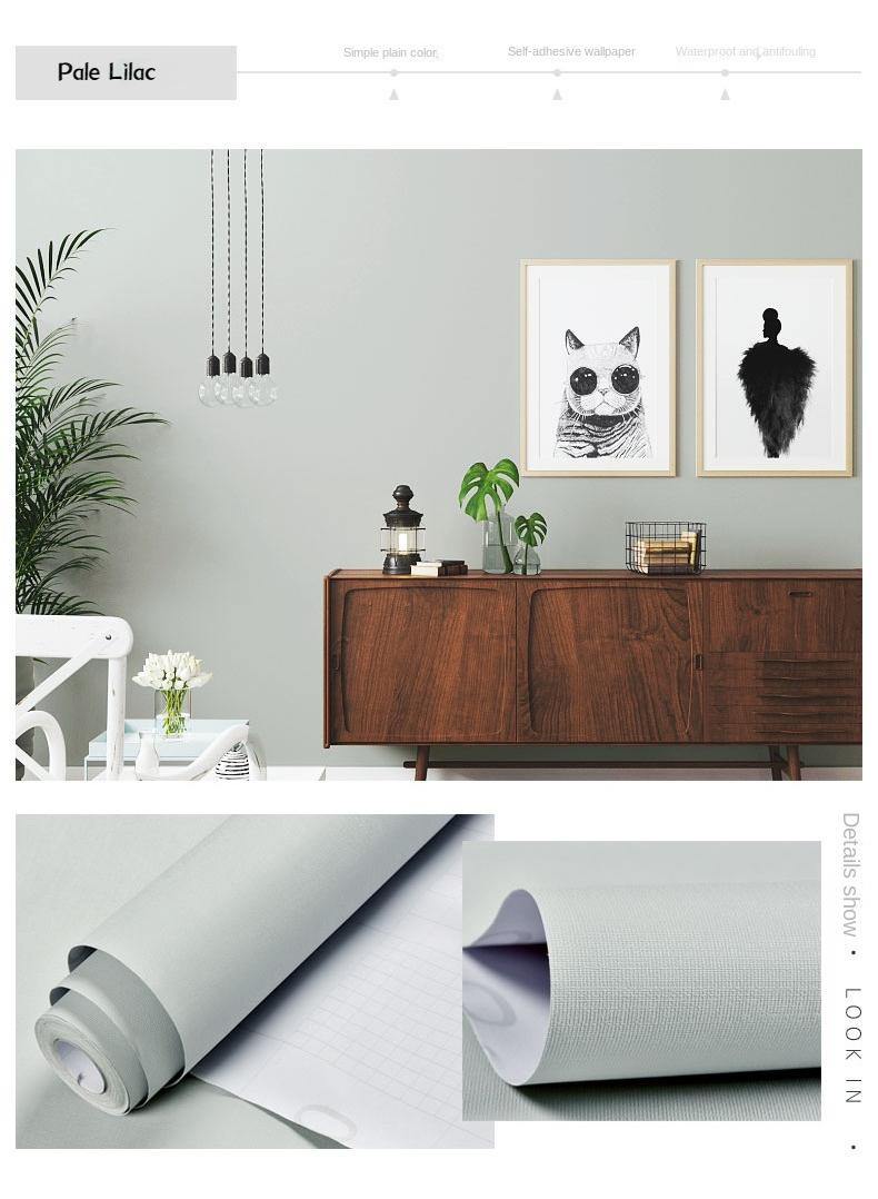 Bluejw ورق حائط ذاتي اللصق مقاوم للماء والرطوبة وقابل للغسل وملصقات بلون واحد لغرفة النوم وغرفة المعيشة وخلفية الحائط 10 × 0.6 متر - Image 2