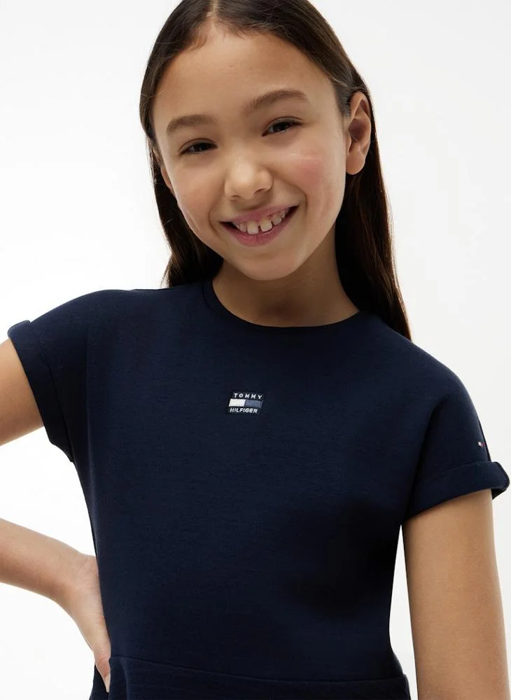 Tommy Hilfiger navy blue Tonal Flag Logo Skater Dress for Women | Best Price UAE