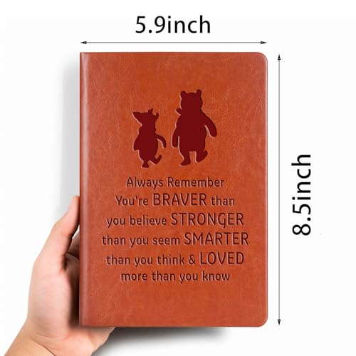 JOHSBYD Pooh Bear Leather Notebook Always Remember You’re Braver Than You Believe Leather Notebook Friendship Gift for Women Men Birthday Gifts for Son Daughter (brown) - Image 2